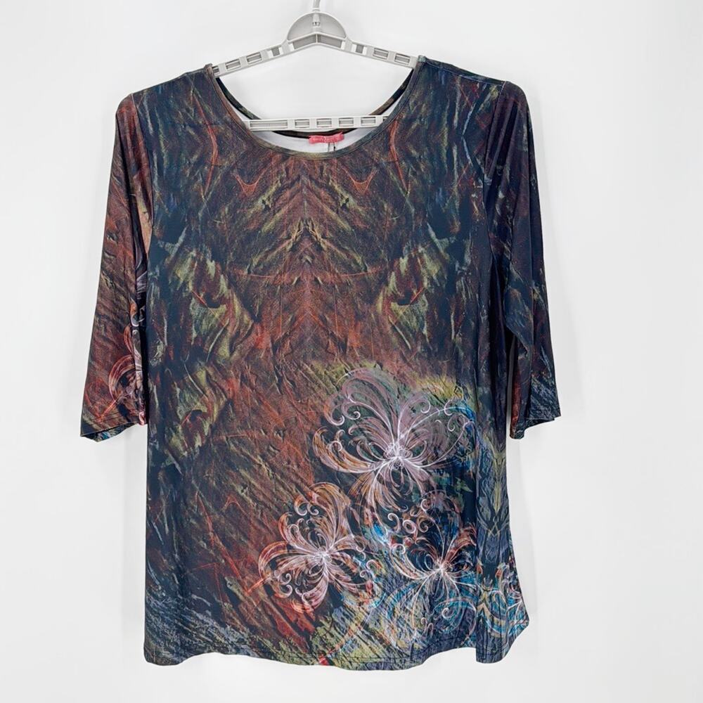 Simply Aster Shirt Top Plus Size 4x abstract watercolor floral short sleeve NWT